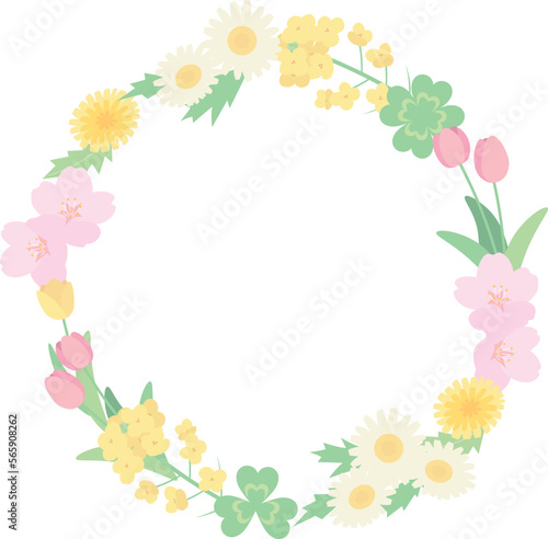 春の花のフレームのベクターイラスト