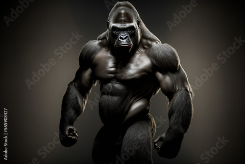 Muscular Silverback Gorilla, Generative AI