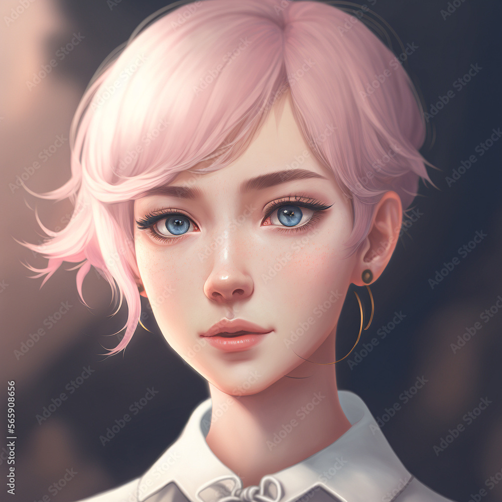 anime portrait of a girl, AI