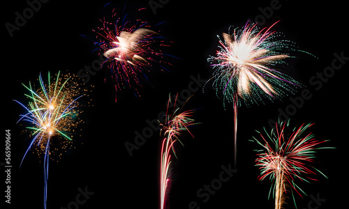 Firework on new year s eve with dark night background