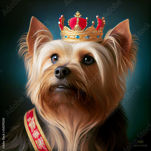 Yorkshire terrier with golden crown Fototapeta
