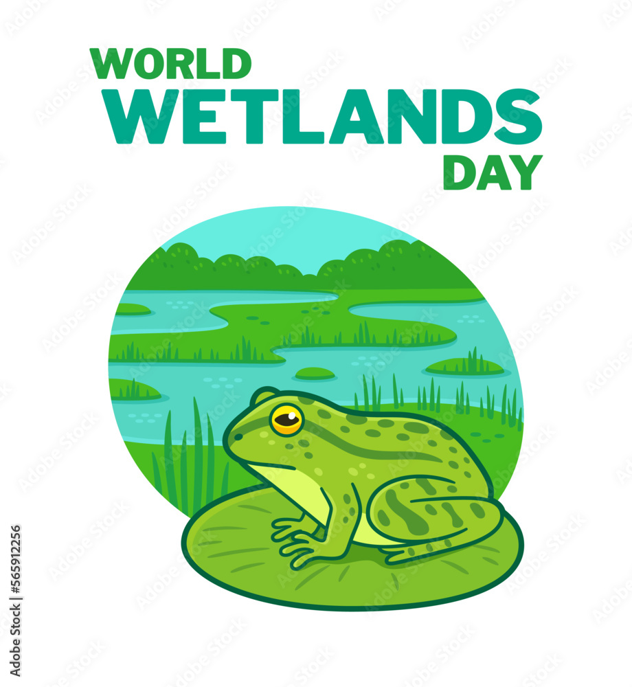 World Wetlands Day banner with cartoon frog
