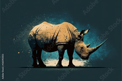Rhino vector design illustrations, perfect for logo, mascot, t-shirt or prints about wildlife day, generative ai © Arisctur