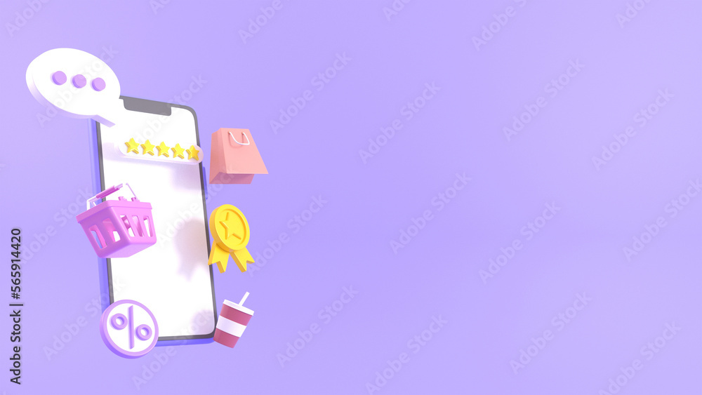 Online shopping background illustration, for UI, poster, banner, social media post. 3D rendering Online shopping background illustration, for UI, poster, banner, social media post. 3D rendering