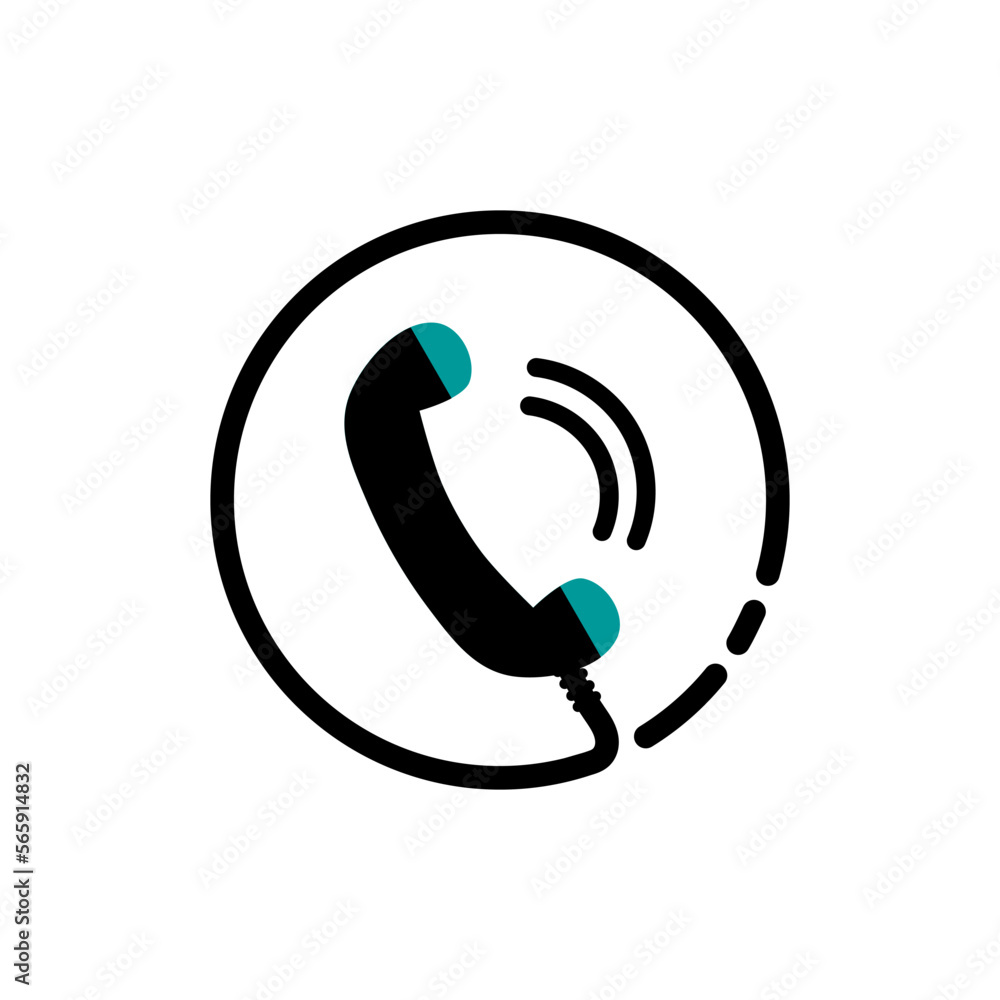 Phone icon vector. Telephone icon symbol isolated. Call icon. Turquoise color. Phone icon vector. Telephone icon symbol isolated. Call icon. Turquoise color.