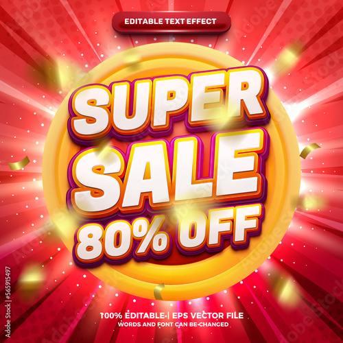 Super Sale Promo bold 3d editable text effect