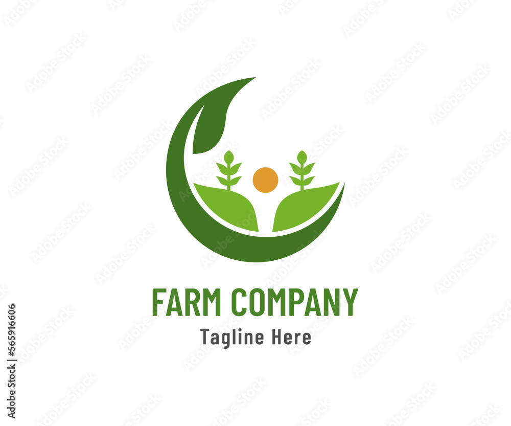 Green nature farm logo design template. Modern farm logo for company Green nature farm logo design template. Modern farm logo for company