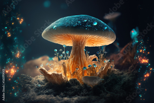 Fantasy mushroom in the forest. AI Generative