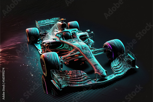 A f1 car design view as a hologram. Generative ai