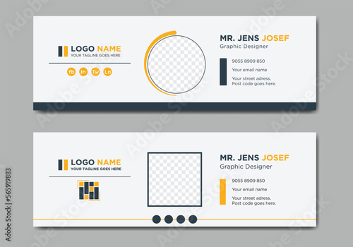 Business multi purpose Corporate Email signature template or email footer and personal social media cover design with an editable author photo place modern layout set two in one