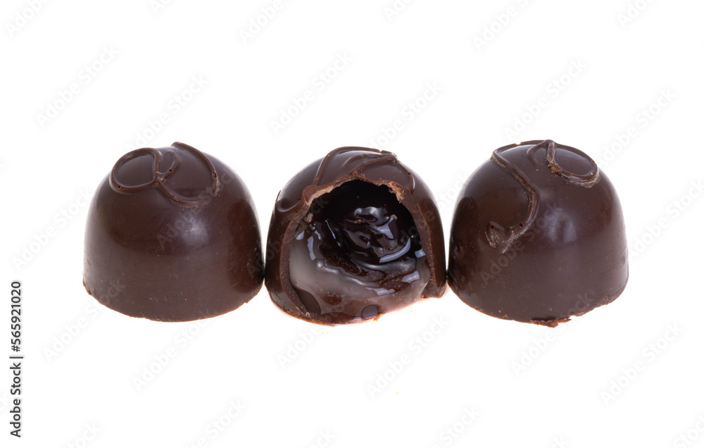 chocolate candies with liquor isolated chocolate candies with liquor isolated