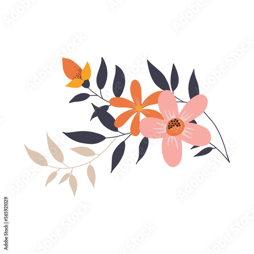 flowers bouquet. pink and orange flowers isolated, floral arrangement, bouquet Can be used for invitations, greeting, wedding card.