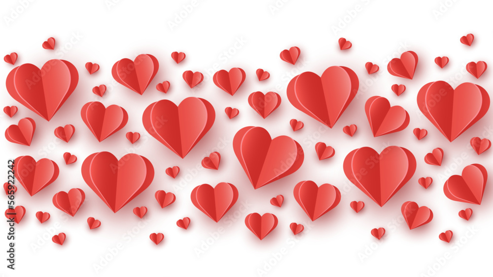 Paper cut hearts on white background. Design for Valentine’s Day, Mother’s Day and Women’s Day. Vector illustration Paper cut hearts on white background. Design for Valentine’s Day, Mother’s Day and Women’s Day. Vector illustration
