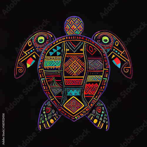 Creative design with traditional Guna people  or mexican textile  motifs, Hispanic heritage month, AI generated photo