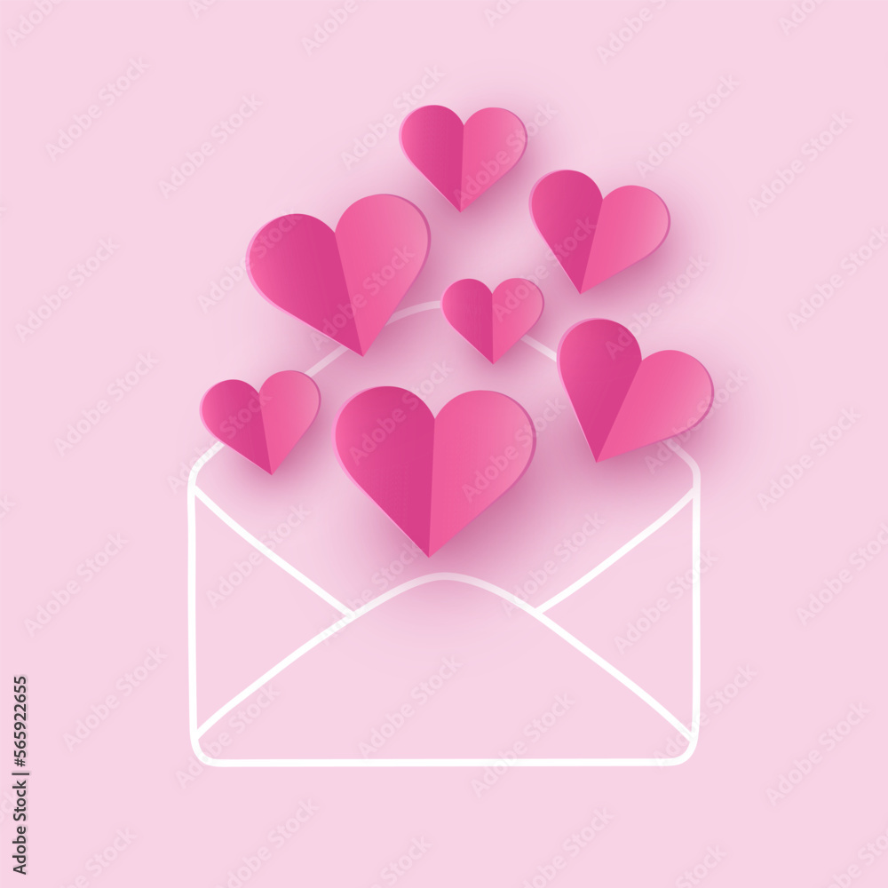 Envelope with hearts. Concept of a love message. Design for Valentine’s Day. Vector illustration Envelope with hearts. Concept of a love message. Design for Valentine’s Day. Vector illustration