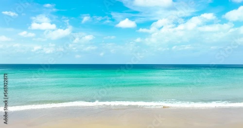 Phuket Thailand on January 2023. Beautiful tropical beach sea wipeout tourist blue ocean sea blue sky background