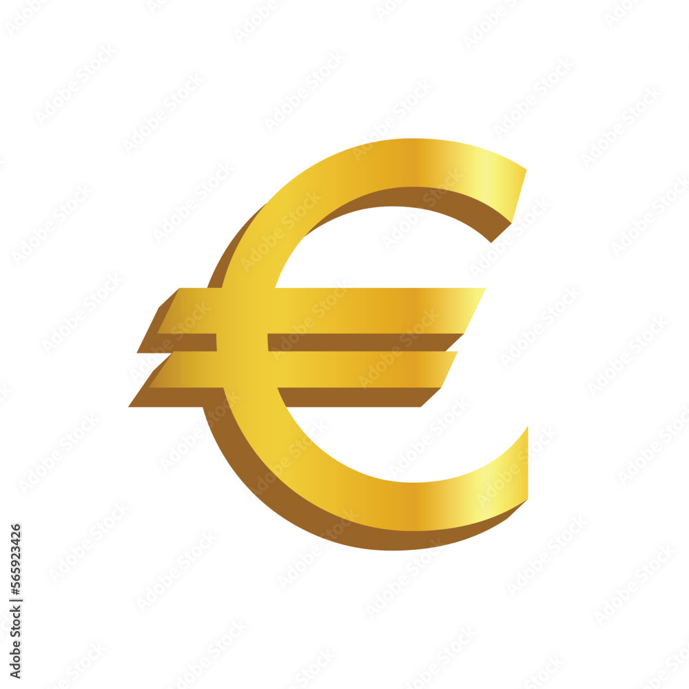 Euro Currency gold 3D icon. vector illustration.