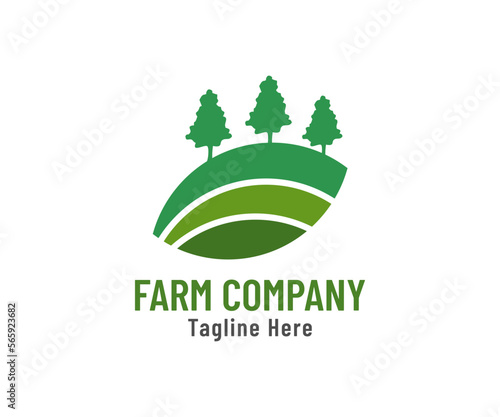 Green nature farm logo design template. Modern farm logo for company