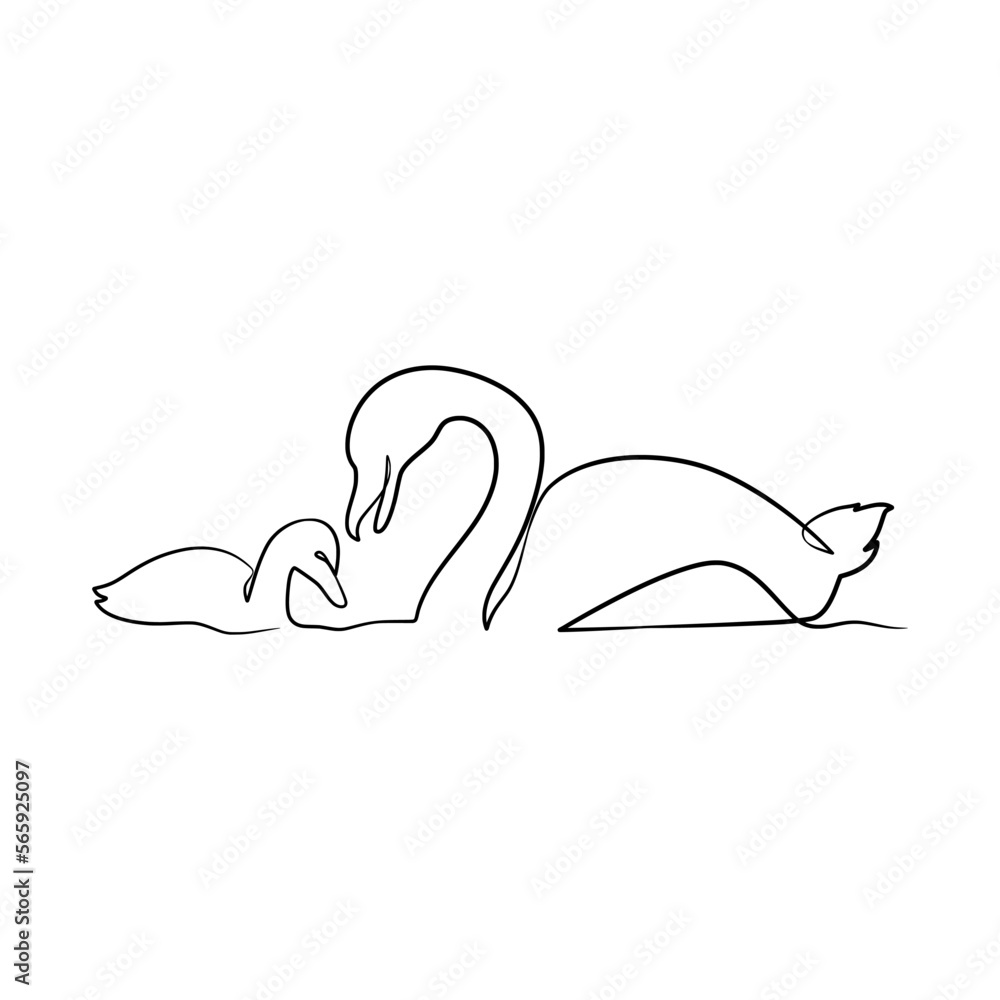 Swan continuous one line art drawing Swan continuous one line art drawing