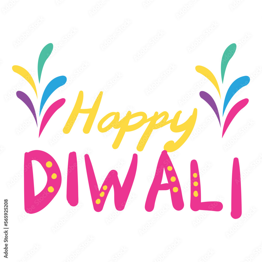 Obraz premium Greating 1 Diwali Sticker Color 2D Illustration