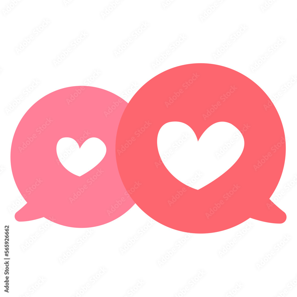 Chat Love Valentine Sticker Color 2D Illustration