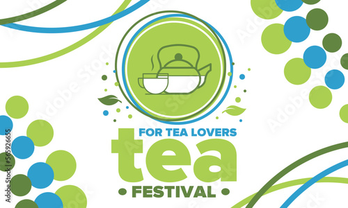 Tea Festival. For tea lovers. Event for professionals in the tea industry. Tea ceremony. Delicious leaf tea. Cafes and restaurants. Trainings for baristas from staff schools. Creative Illustration