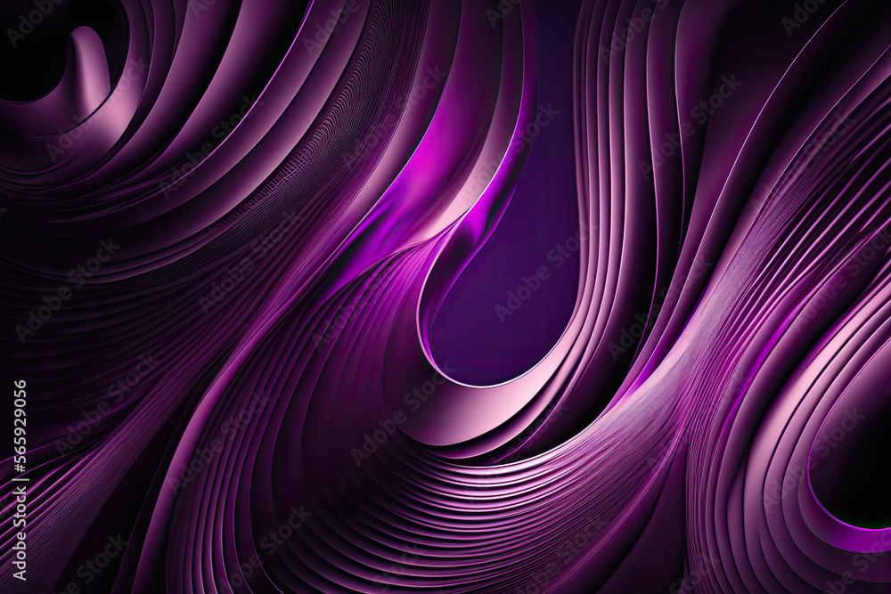 Soft wavy lines in shades of purple, generative ai Soft wavy lines in shades of purple, generative ai