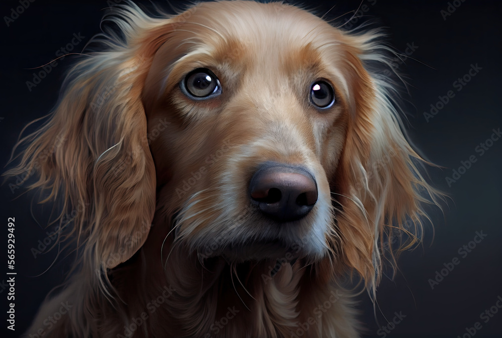 Portrait of nova scotia duck tolling retriever with sad eyes created with AI