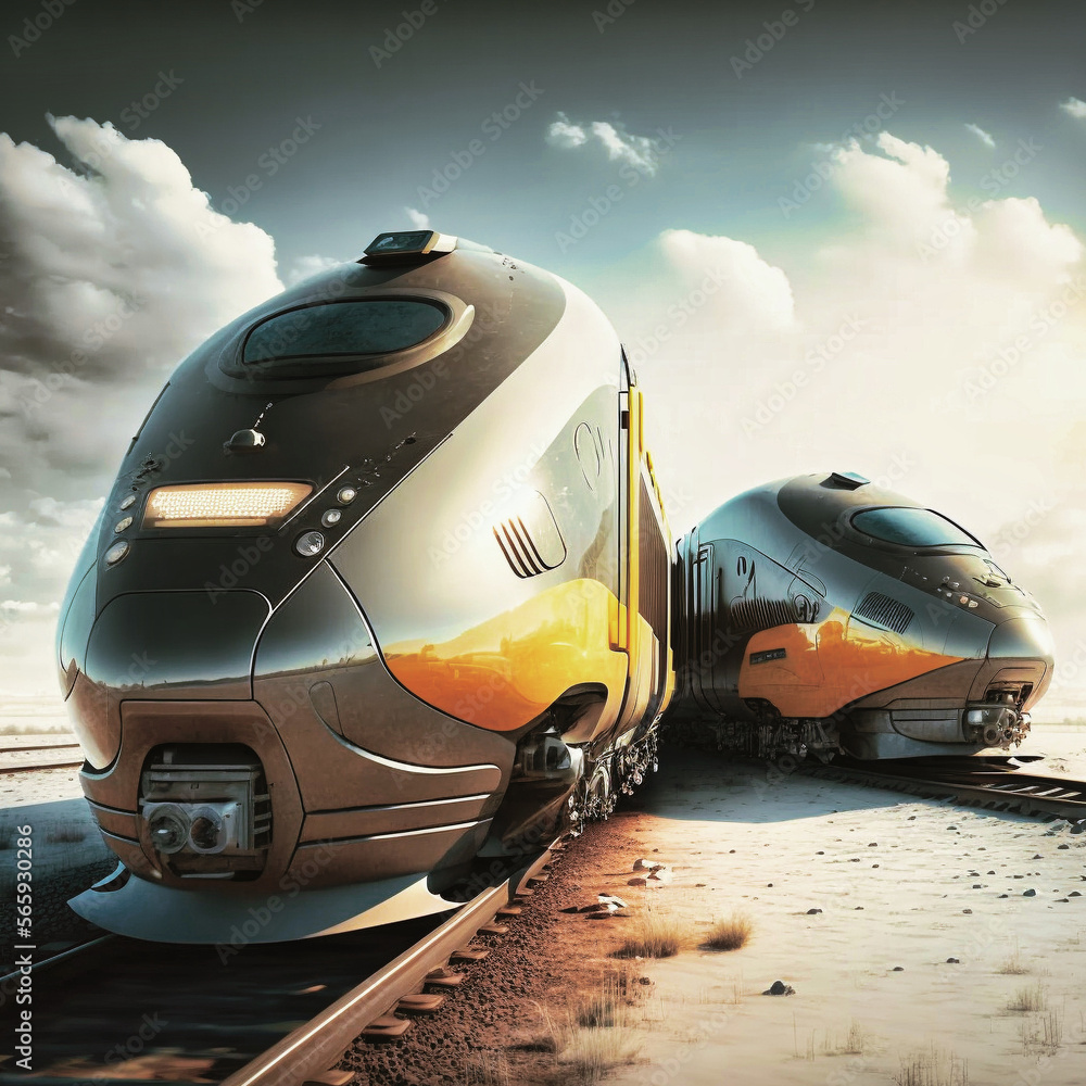 Fototapeta premium Green energy transport system - future train design - generated with AI