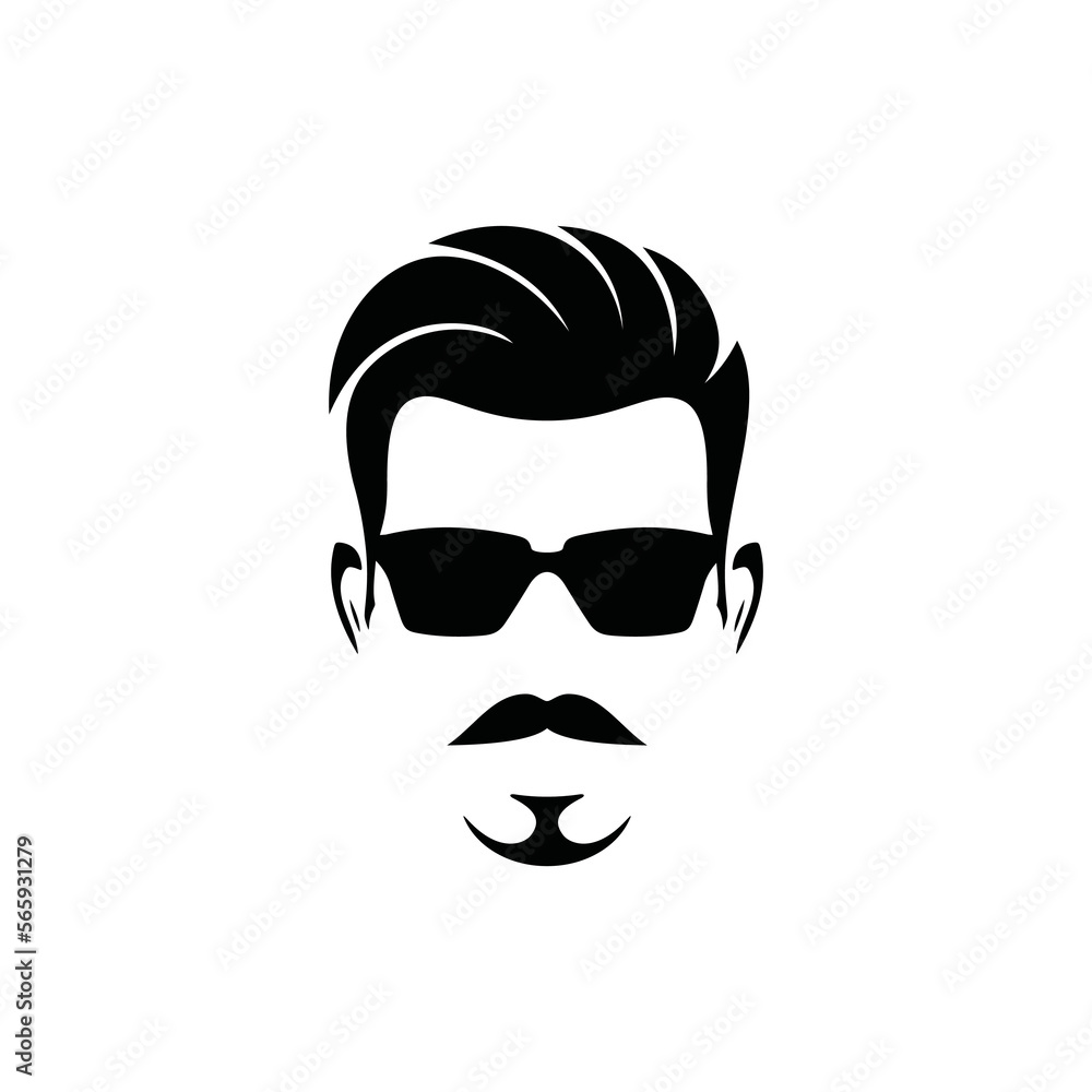 Cool man hairstyle with sunglasses logo design graphic symbol icon vector illustration Cool man hairstyle with sunglasses logo design graphic symbol icon vector illustration