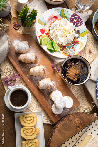Assorted peruvian desserts peru sweet food buffet table brunch