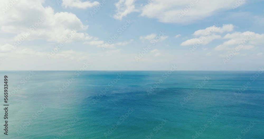 Aerial view, sea horizon as far as the eye can see, blue water, blue sky on a clear day. Aerial view, sea horizon as far as the eye can see, blue water, blue sky on a clear day.