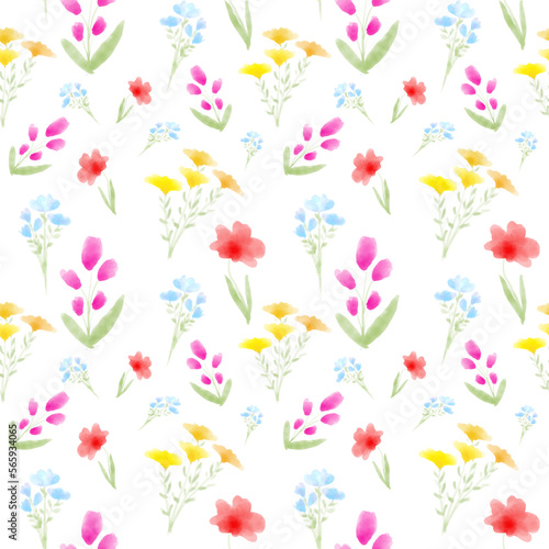 Cute watercolor flowers on a white background