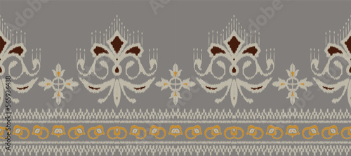 African Ikat paisley embroidery. Batik Textile Filipino ikat seamless pattern digital vector design for Print saree Kurti Borneo Fabric border brush party wear
