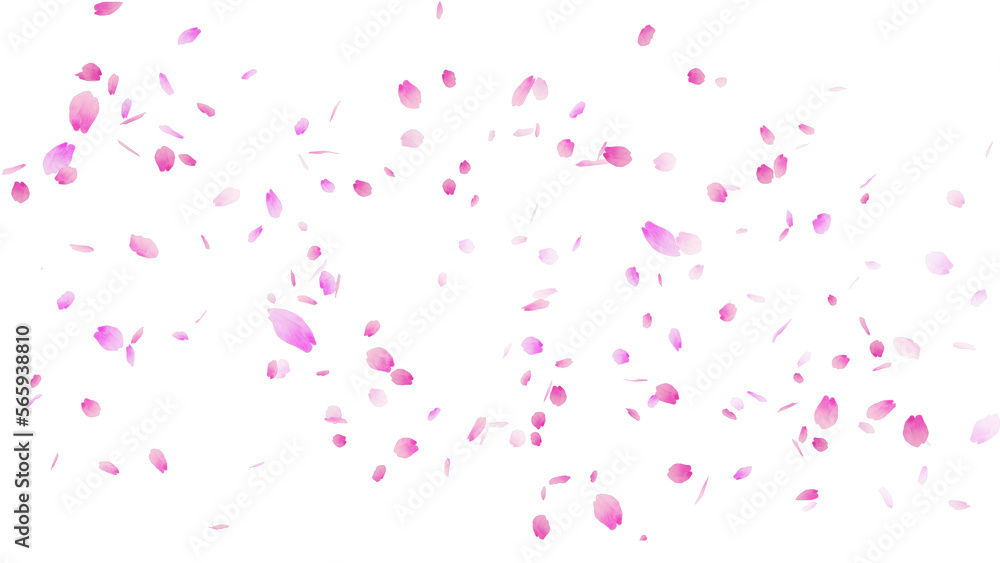 鮮やかなピンク色の桜の花びらが舞う桜吹雪の背景イラスト