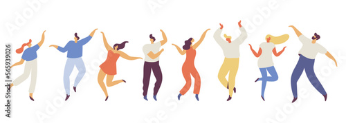 Dancing people silhouette flat vector set. Party. .