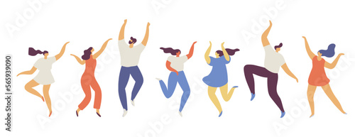 Dancing people silhouette flat vector set. Party. .