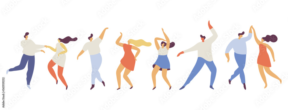 Dancing people silhouette flat vector set. Party. . Dancing people silhouette flat vector set. Party. .