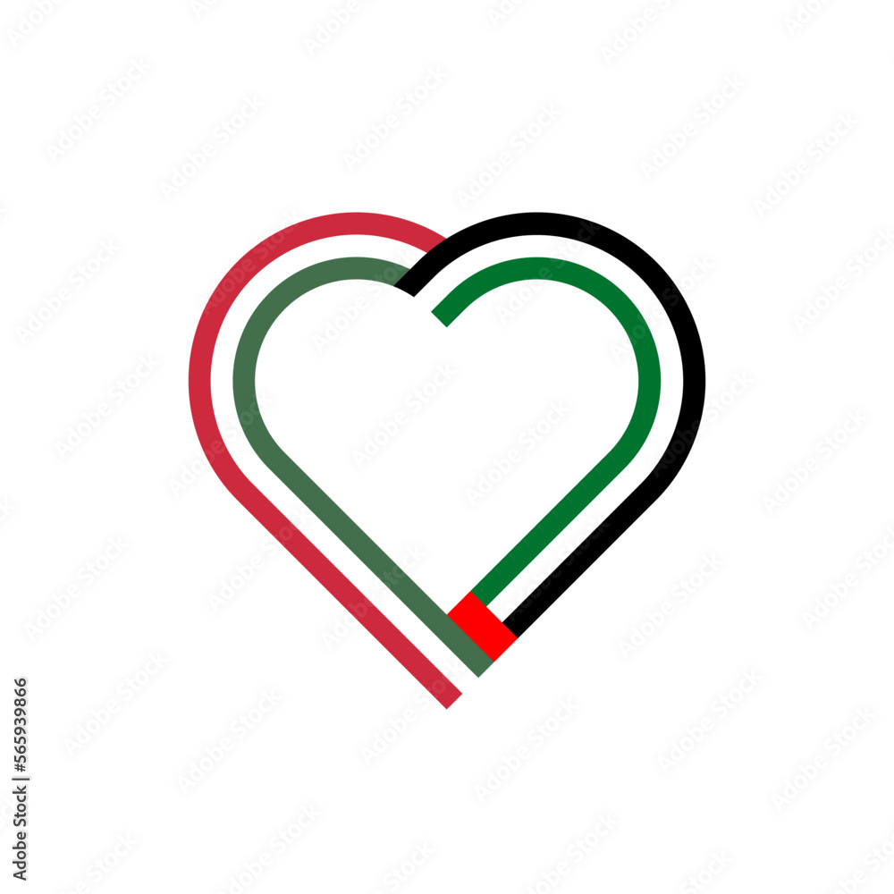 unity concept. heart ribbon icon of hungary and united arab emirates flags. vector illustration isolated on white background unity concept. heart ribbon icon of hungary and united arab emirates flags. vector illustration isolated on white background