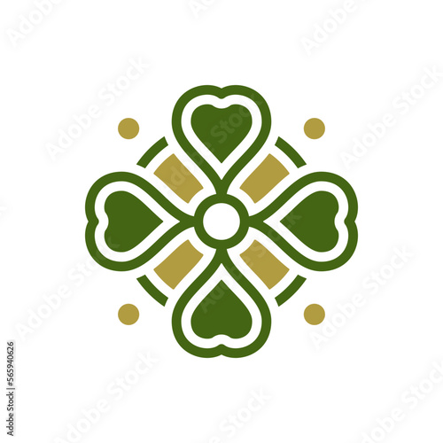 Saint Patrick's Day lucky green clover petals fortune shamrock linear vintage icon vector