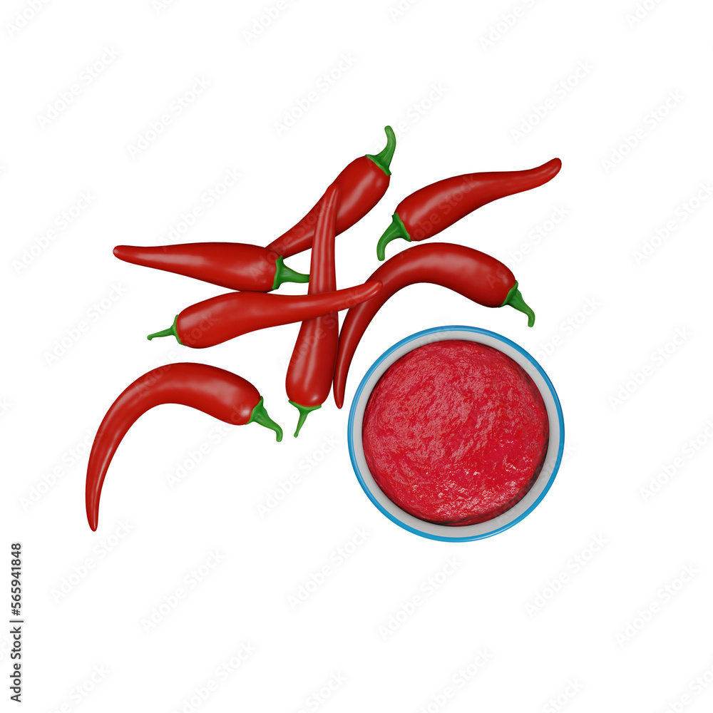 Red sauce icon. Red peppers around plate of sauce. Spicy red pepper