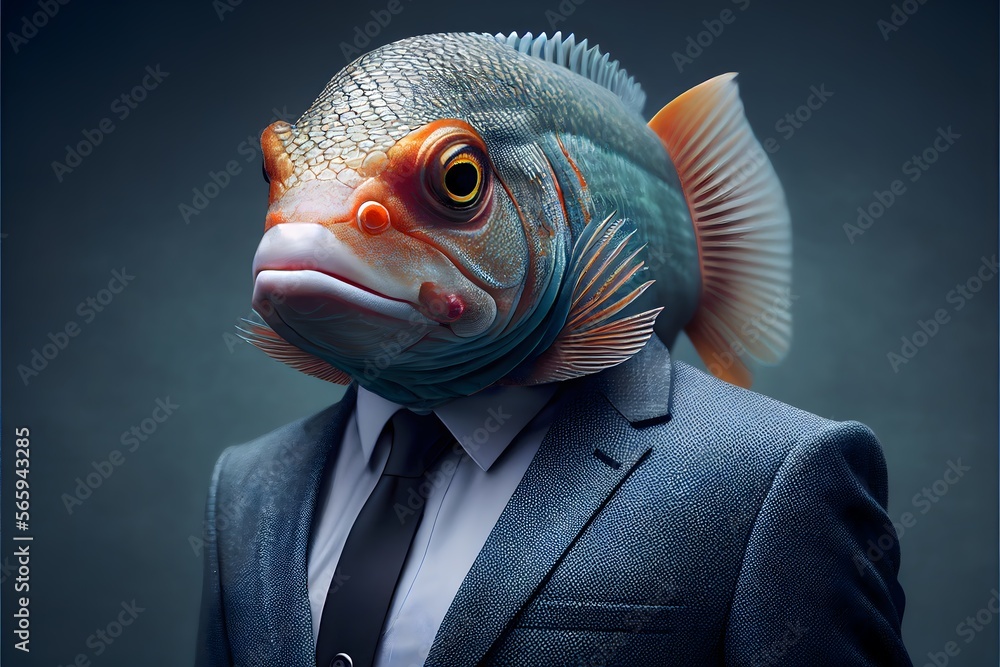 custom made wallpaper toronto digitalFisch im Anzug, KI