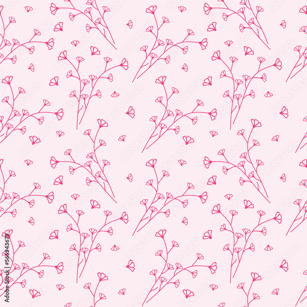 Seamless pattern with bright flowers on a light background. Spring bloom and luxury. Floral pattern can be used as textile, fabric, wallpaper, banner, etc. Vector.