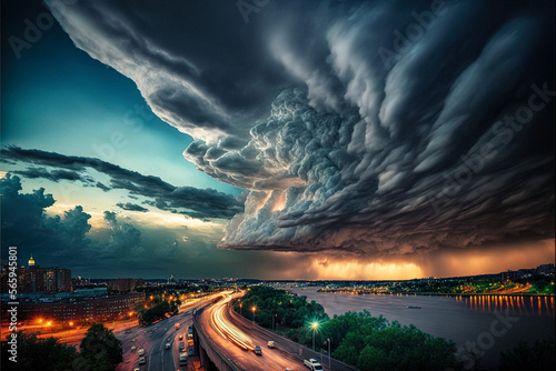 Thunderstorm photography of Washington DC. Generative AI