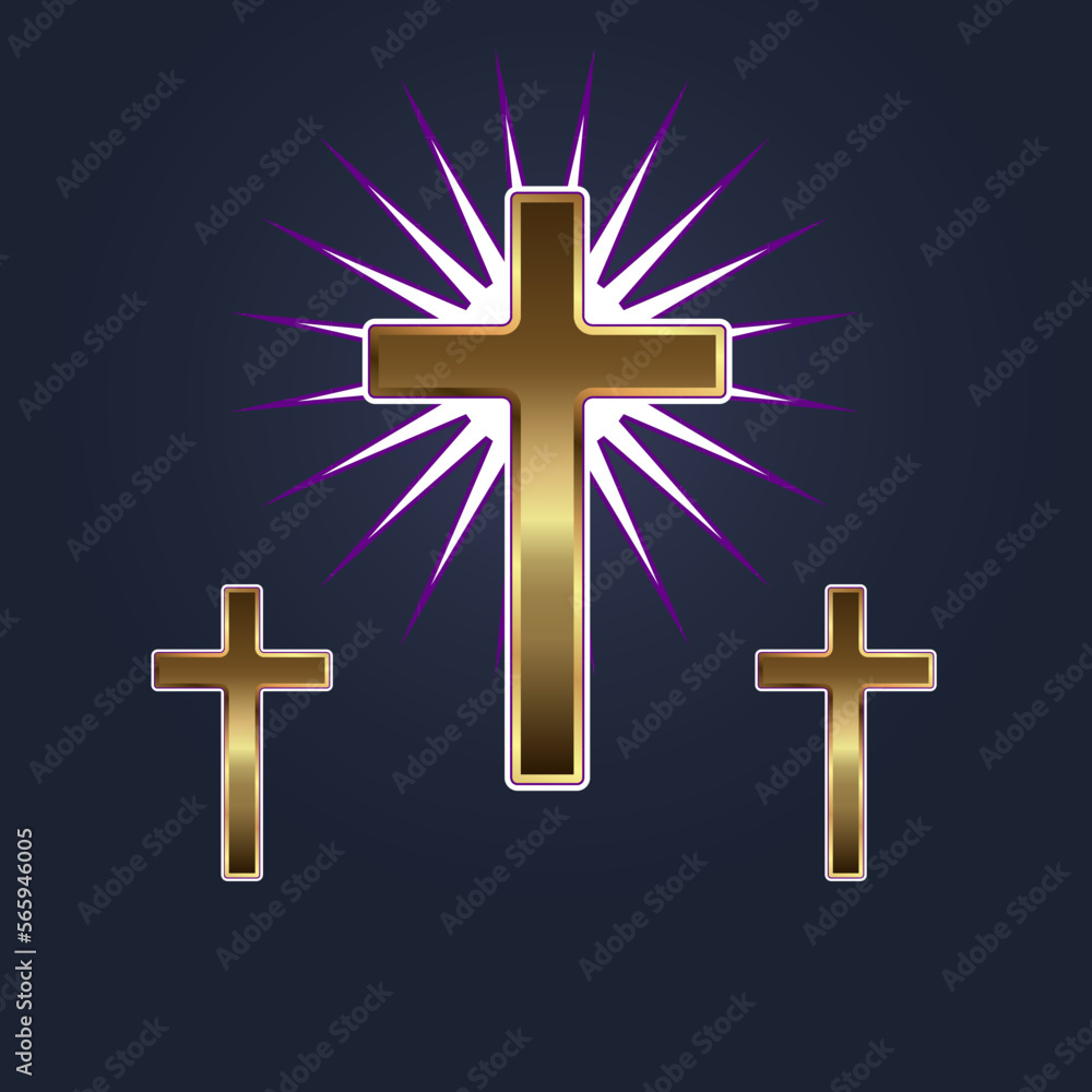  holy cross symbol with gold color, Premium holy cross icon, symbol for protection of soul and spirit vector illustration