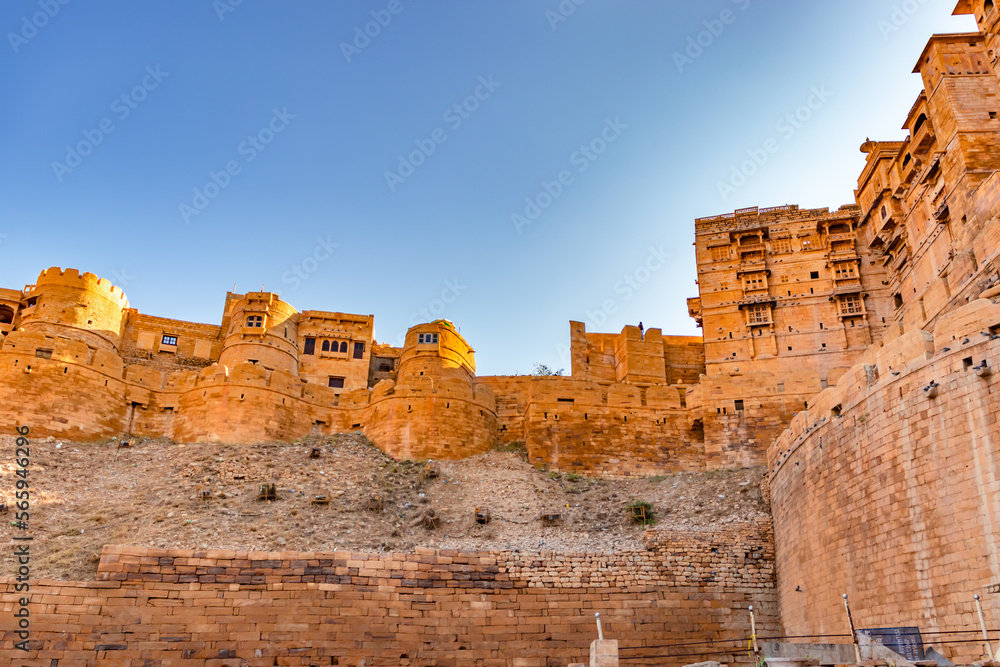 ancient heritage jaisalmer fort vintage view with bright sky at morning