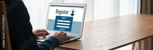 Online registration form for modish form filling on the internet website photo