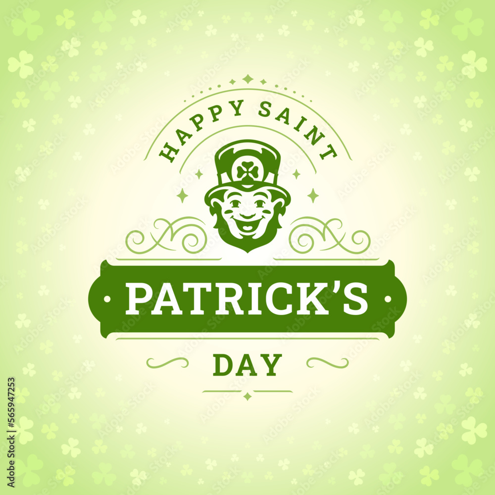 Happy Saint Patrick's Day lucky leprechaun troll vintage greeting card typographic template vector Happy Saint Patrick's Day lucky leprechaun troll vintage greeting card typographic template vector