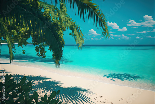 Beautiful bright sunset on a tropical, sunset beach, Vacation beach, beach sand, beach summer,, Generative Ai © HayyanGFX