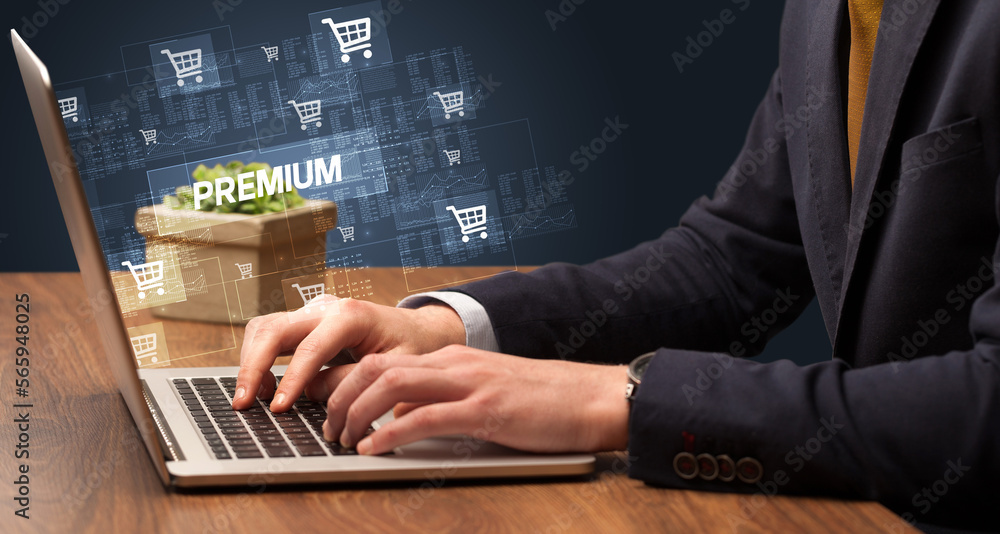 Businessman working on laptop concept Businessman working on laptop concept